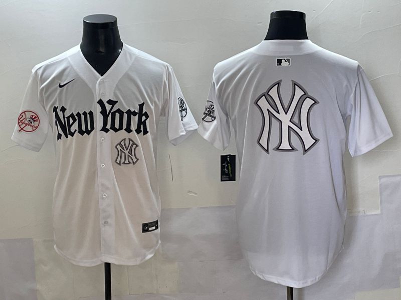 Men 2025 New York Yankees Blank White Five generations Joint Name Nike MLB Jersey style 87